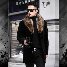 Fur Collar Trench Coat Mens Jacket Single Breasted Autumn Jackets Men Solid Warm Thick Male Coats Windbreaker Men Clothing 2024 - buy cheap