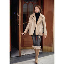 AEL Winter Women PU Coats Thicken Faux Leather Fur Female Coat Lambs Lining Leather Jacket streetwear 2024 - buy cheap