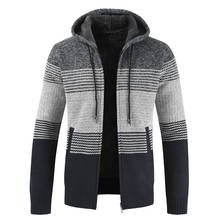 Sweater Coat Men 2022 Winter Thick Warm Hooded Cardigan Jumpers Men Striped Wool Liner Zipper Fleece Coats Men 2024 - buy cheap