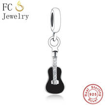 FC Jewelry Fit Original Brand Charm Bracelet Pulsera 925 Sterling Silver Music Black Enamel Lute Beads For Making Berloque DIY 2024 - buy cheap