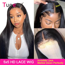 5x5 HD lace closure wig human hair wigs 28 30 32 long inch straight transparent pre plucked 150% Brazilian remy human hair wigs 2024 - buy cheap