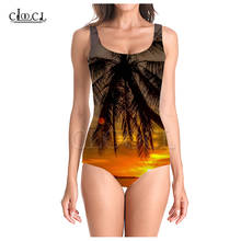 CLOOCL Sandy Beach Women Plant Palm Tree One-Piece 3D print Women Sleeveless Sexy Swimwear Summer Ladies Beach Swimsuits 2024 - buy cheap