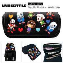 Anime undertale sans alphys frisk zíper saco de cosméticos lona caso lápis estudante dos desenhos animados viagem makeupbag papelaria presente 2024 - compre barato