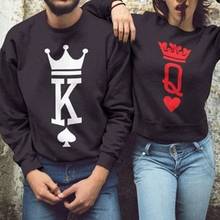 Women Men King Queen Black Hoodies Letter Printing Sweatshirts O Neck Couple Lover Pullover Spring Autumn Drop Shipping 2024 - buy cheap