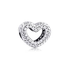 CKK Fit Pandora Bracelets Pattern Open Heart Charms Silver 925 Original Beads for Jewelry Making Sterling DIY 2024 - buy cheap