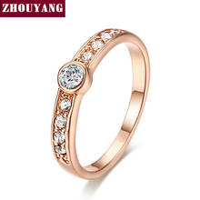 Высокое качество ZYR172 лаконичное Кристальное кольцо цвета розового золота с австрийскими кристаллами всех размеров 2024 - купить недорого