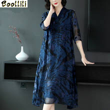 Boollili vestido de seda feminino, vestido vintage elegante casual midi, roupas femininas, vestidos plus size, 2020 2024 - compre barato