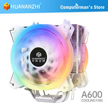 Huanzhi ventilador cooler silencioso, tubulação de calor led para cpu, modelo a600 lga 2011 775 1150 1151 1155 2/4 com ventilador único/duplo 2024 - compre barato