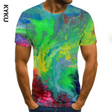 KYKU-Camiseta de manga corta con cuello redondo para hombre, camisa de moda con estampado de streamer de color, de verano 2024 - compra barato