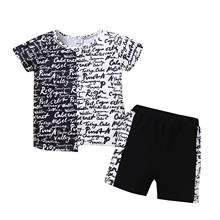 1-5Y Fashion Infant Boys Clothes Sets 2pcs Letter Print Short Sleeve Irregular Stitching T-shirt Shorts 2024 - buy cheap