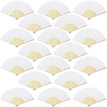 18 Pieces White Handheld Fans Cloth Fans Bamboo Folding Fans For Wedding Decoration,  Church Wedding Gifts,  Party Favors,  Diy 2024 - buy cheap