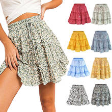 High Waist Ruffled Floral Skirt 2021 Net Red Women's Printed Beach A-line Skirt Large Size Summer Sale Also Free Shipping 2024 - buy cheap