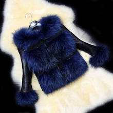 Leather Bolero Jacket Artificial Fox Fur Coat Women's Clothing Winter 2020 Fashion Led Light Europe and America Shaggy Jacket 2024 - buy cheap