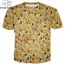 Plstar camiseta masculina da moda de verão, camiseta com cabeça engraçada doge 3d, estampa de god dog/shiba inu, camiseta casual para homens e mulheres 2024 - compre barato
