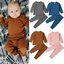Conjunto de ropa para bebés recién nacidos de 0 a 24 meses, Tops y pantalones de manga larga de punto, Color sólido, Otoño, 2021 2024 - compra barato