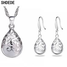 SHDEDE Fashion Jewelry Sets Women Elegant Waterdrop Pendant Necklace Earrings Classic Wedding Party Gifts Accessories Pink White 2024 - buy cheap