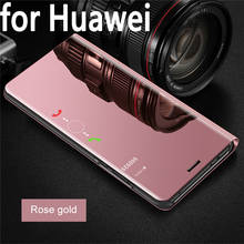 Умный зеркальный кожаный флип-чехол для телефона Huawei Honor 9 X Lite P Smart 2021 роскошный зеркальный противоударный защитный чехол Mate 40 Pro 2024 - купить недорого
