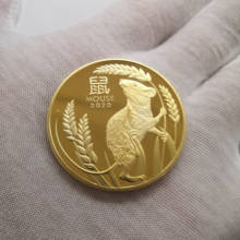 Moneda conmemorativa del Año del ratón 2020, de Stanza moneda china, monedas de oro de Fu, monedas de ratón coleccionables, regalo 2024 - compra barato