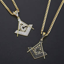 Hip Hop Micro Pave AAA Cubic Zirconia Iced Out Bling Freemasonry Masonic Pendants Necklace for Men Rapper Jewelry Cuban Chain 2024 - buy cheap