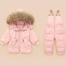 Traje de nieve para bebé de 30 grados, chaqueta de plumón de pato blanco para niño, abrigo grueso para niña, conjunto de ropa de abrigo + pelele 2024 - compra barato