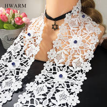 High Quality 3d Lace Fabric Ribbon With Blue Bead Diy Dress Clothing Sewing Trim Accessories Milk Silk Water Soluble Skirt Deco 2024 - buy cheap