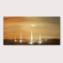 Mintura Wall Picture for Living Room Oil Paintings on Canvas Hand Painted Evening Seascapes and Boats  Home Decor Art  No Framed 2024 - buy cheap