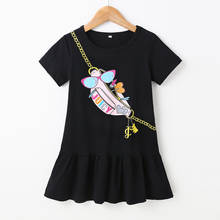 Vestido infantil de manga curta, vestido casual solto para meninas 1-6 anos, roupas de verão para crianças pequenas com estampa de desenhos animados 2024 - compre barato