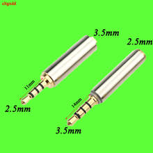 Cltgxdd 1 pçs ouro 2.5mm macho para 3.5mm fêmea 3 pólo 4 pólo adaptador de áudio estéreo plug conversor fone de ouvido jack 2024 - compre barato