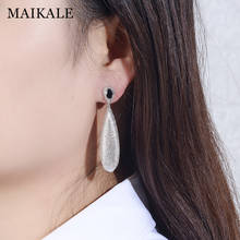 MAIKALE Simple Drop Earrings Copper Gold Silver Color/White Black AAA Cubic Zirconia Water Drop Earrings For Women Send Friends 2024 - buy cheap