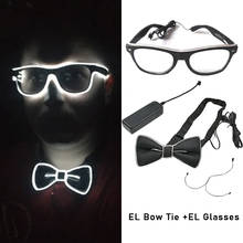 Hot sales EL Product EL Wire Glasses + EL Bow Tie Glow Party Supplies LED Light up Decoration DJ Night Club Costume Decorations 2024 - buy cheap