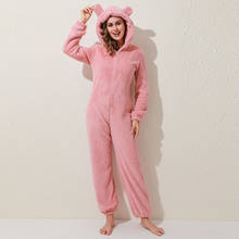 Inverno quente pijamas feminino onesies fofo velo macacões sleepwear capa geral define pijamas para mulher adulto 2024 - compre barato