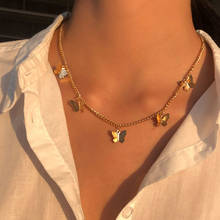 Gold Silver Color Chain Butterfly Pendant Choker Necklace Women Statement Collares Bohemia Beach Jewelry Gift Collier Cheap 2024 - buy cheap