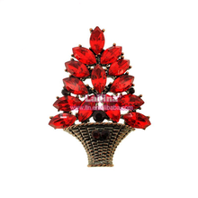 100pcs/lot Christmas Jewelry Baskets Red Crystal Rhinestone Brooch Free Shipping 2024 - buy cheap