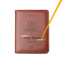Customized Travel Rfid Australia Passport Cover Women men credit card wallet Engraved Name Bank Card ID Boarding Pass Card 2024 - buy cheap