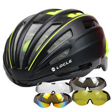 Locle óculos de proteção capacete de bicicleta de dupla camada montanha de estrada com lente ultraleve casco ciclismo capacete de bicicleta 54-60cm 2024 - compre barato