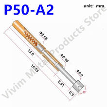 100 pces P50-A2 ponta redonda pino pogo ponta ponta de prova de teste de mola P50-A para casa ferramenta sonda niquelado teste agulha diâmetro 0.9mm 2024 - compre barato