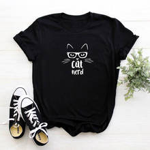 Camisa de algodão casual engraçado t para a senhora gato amante topo t hipster tumblr 2024 - compre barato