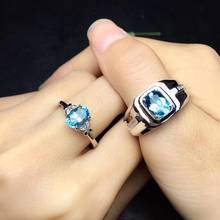 Anillo de pareja de Plata de Ley 925, anillo de topacio, piedras preciosas reales para hombres y mujeres 2024 - compra barato