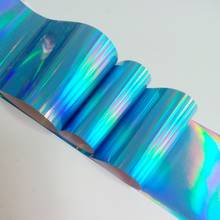 100 см Лазерная небесно-голубая переводная Фольга для ногтей голографические наклейки для ногтей DIY наклейки для дизайна ногтей аксессуары для ногтей 2024 - купить недорого