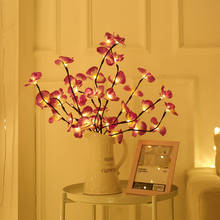 Светодиодный цветочный светильник в виде ветки, Рождественское украшение для светильник, креативное моделирование, ночсветильник, искусственная ветка дерева, батарея 2024 - купить недорого