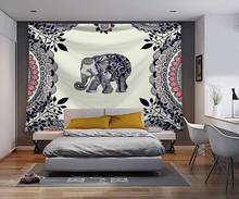 Tapiz de animales, Lobo, Luna, elefante para colgar en la pared, fondo psicodélico bohemio, tapices de pared, decoración para sala de estar, dormitorio, esterilla de Yoga 2024 - compra barato