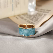 Anéis grandes góticos ajustáveis abertos, cor dourada banhados a esmalte colorido articulação anel de dedo para mulheres meninas, joia vintage presente 2024 - compre barato