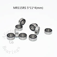 Rodamientos de acero cromado, ABEC-5 de rodamiento sellado de goma en miniatura, MR115RS, 5x11x4(mm), 10 piezas, envío gratis 2024 - compra barato