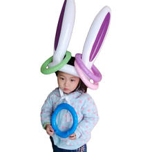 1 Juego de juguetes inflables conejito de Pascua Gorro con orejas de conejo inflable anillo inflable para juego de fiesta de conejito para niños de juguete de férula al aire libre 2024 - compra barato