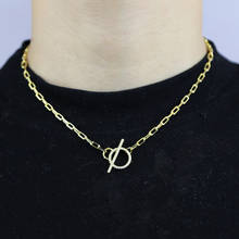 16" 18" Gold Color Paper Clip Chain Collar Fashion Women Jewelry Micro Pave CZ Toggle Clasp Chain Necklace 2024 - buy cheap