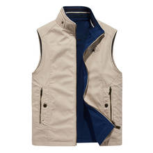 New Arrival Spring Autumn Vest Men Double Sides Wear Stand Collar Sleeveless Jacket Men Casual Cotton Outdoor Mens Waistcoat 2024 - buy cheap