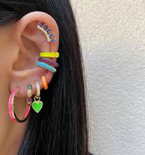 1 piece no pierced round circle colorful Neon enamel ear cuff earring for women wholesale 2024 - buy cheap