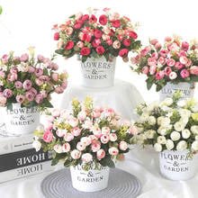 Diy flores artificiais pequenas rosa hortênsia girassol noiva buquê de natal decoração de festa flores falsas casamento decoração de casa 2024 - compre barato