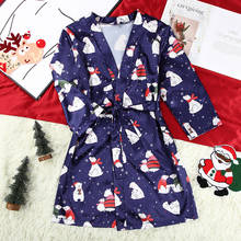 Сексуальная Рождественская Пижама HECHAN, Женский Атласный халат с милым рисунком медведя, женский халат с рукавом три четверти, халаты, повседневная домашняя одежда 2024 - купить недорого