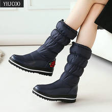 Boots Women Waterproof Snow Fashion Women Boots High Quality Warm Winter Mid calf Platform Boots Retro Printed Plus Size 43 2024 - buy cheap